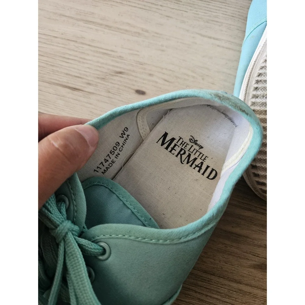 RARE Disney The Little Mermaid‎ Teal Green Sneakers Ariel Flounder Casual Canvas